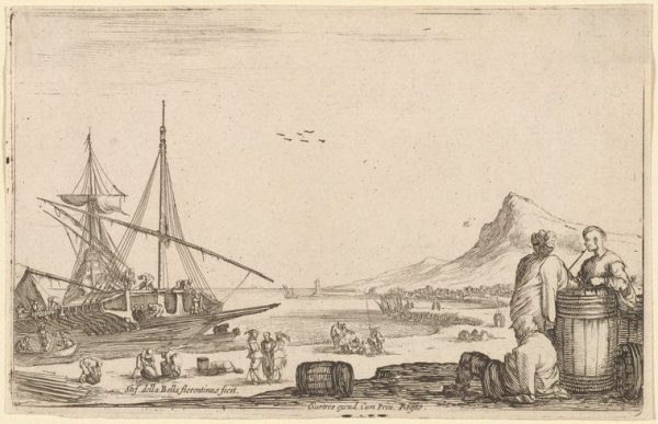 Art Print : Deux galeriens debout et un troisieme Assis au Bord de la mer, 1601-1700 - Vintage Wall Art