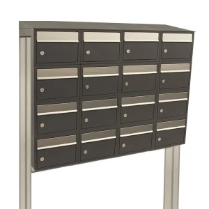Brievenbusunit Brickset 4-breed, 4-hoog met dak en statief Antraciet 201x122x38 cm (HxBxD)