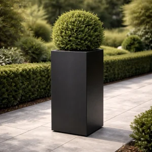 Hoge aluminium plantenbak 40x40x80 cm - Gitzwart (RAL 9005)