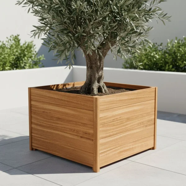 Vierkante Hardhouten plantenbak met poten 100x100x68 cm